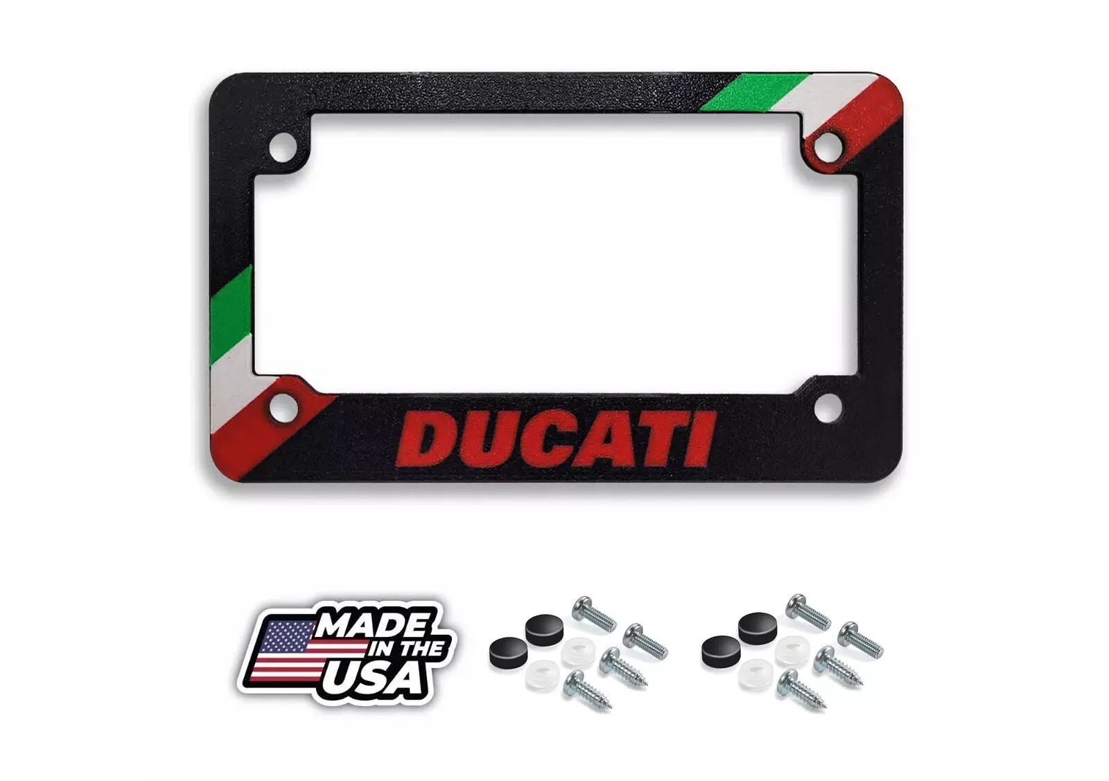 For Ducati Motorcycles Textured Italian Flag License Plate Frame (RED)