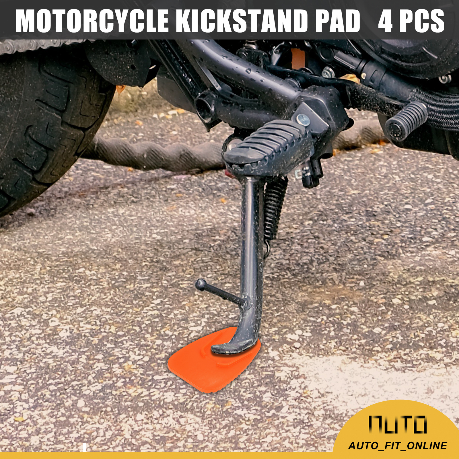 FOUR Motorcycle Kickstand Pad Support Plate Pad Side Stand Extension Universal
