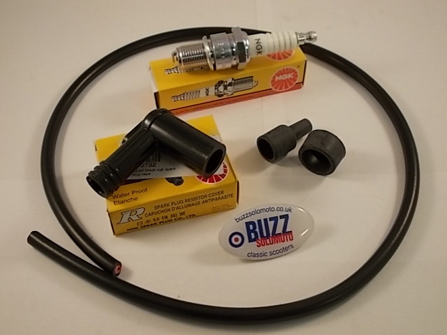Vespa PX 177 / 166 HT Lead B8HS Spark Plug + NGK Suppressor Cap Pinasco Malossi