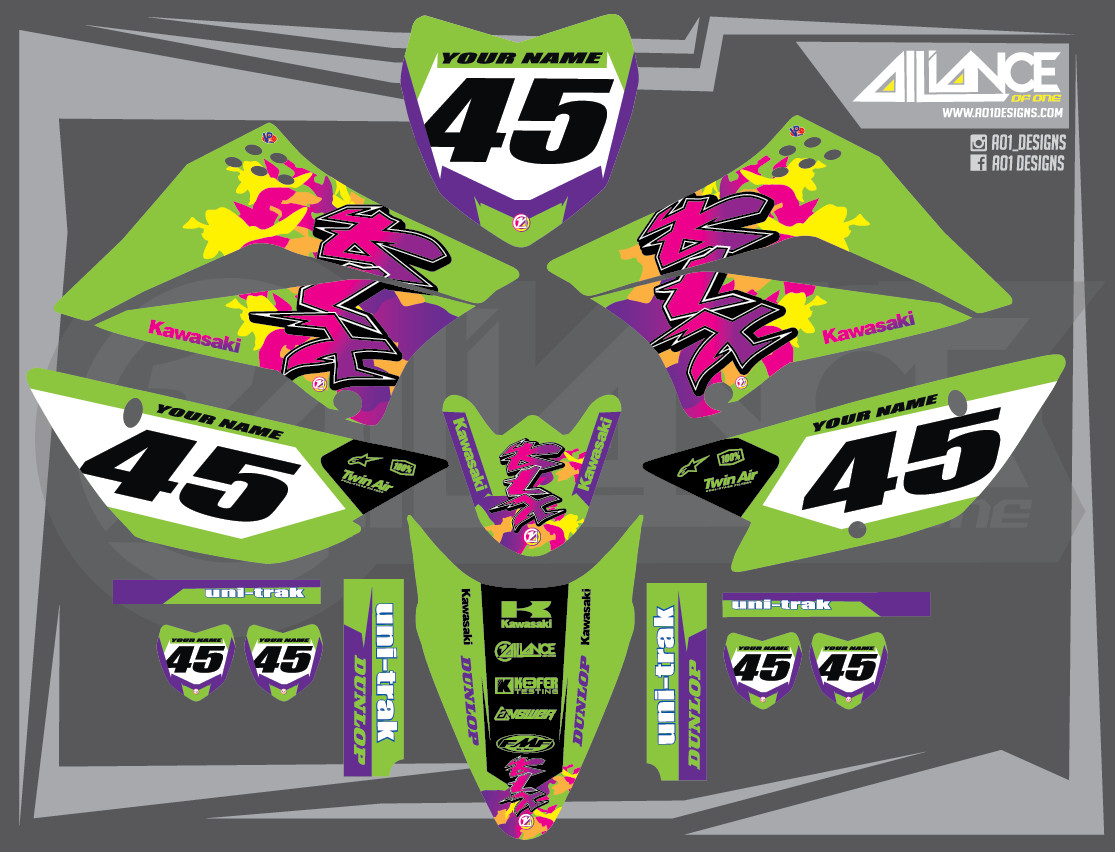2010 2011 2012 2013 2014 2015 2018 2019-2022 KAWASAKI KLX 110 RETRO GRAPHICS KIT