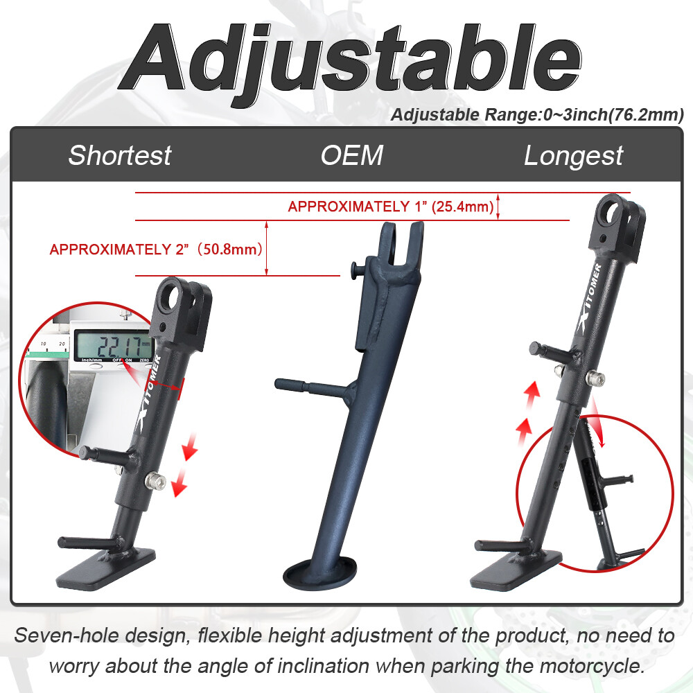 Adjustable Kickstand Adjustable Sidestand Fit For Kawasaki Z900 / ABS 2017-2025