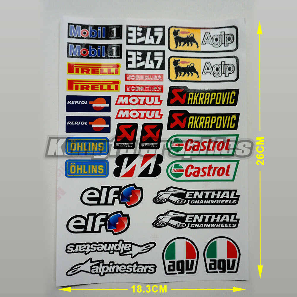 Racing Motorcycle Stickers MX Graphics Decal Durable Vinyl Black & Multicolor