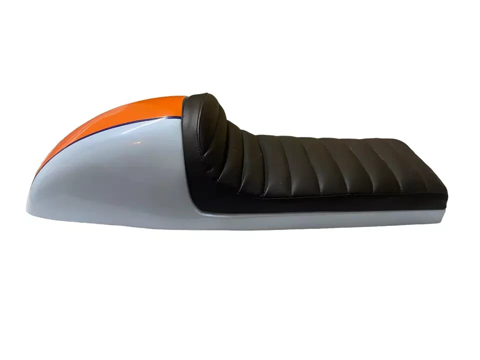 Benelli Mojave Cafe Racer Light White & Orange Steel Petrol Tank +Seat |Fit For