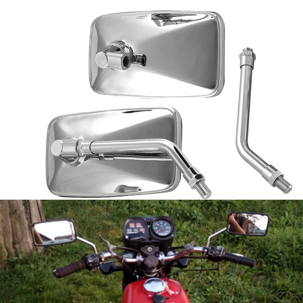10mm Chrome Motorcycle Rectangular Rearview Mirror For Honda CB1000 CB125S CB500