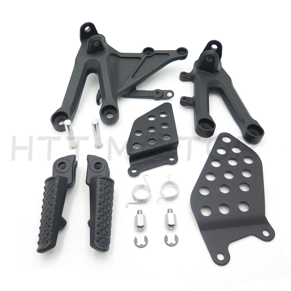Front Footrest Foot Pegs Bracket Set For HONDA CBR1000RR 2004-2007 2005 2006 Bla