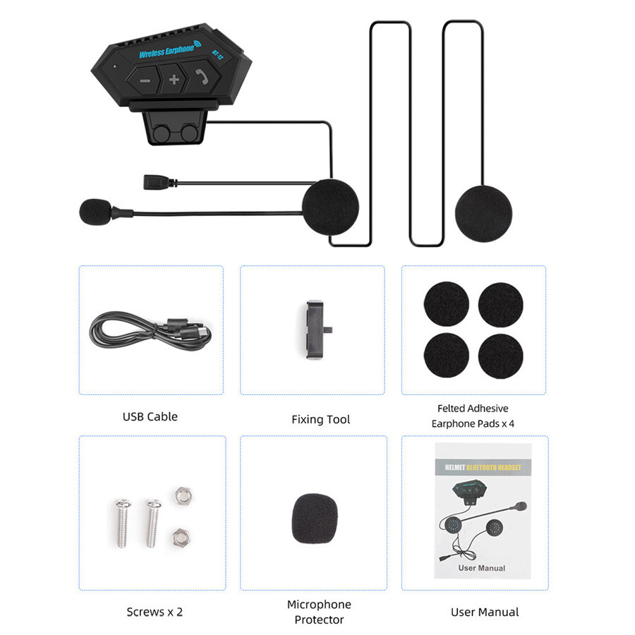 Bluetooth Headset Stereo Motorcycle Wireless Helmet Hands-free Call Waterproof