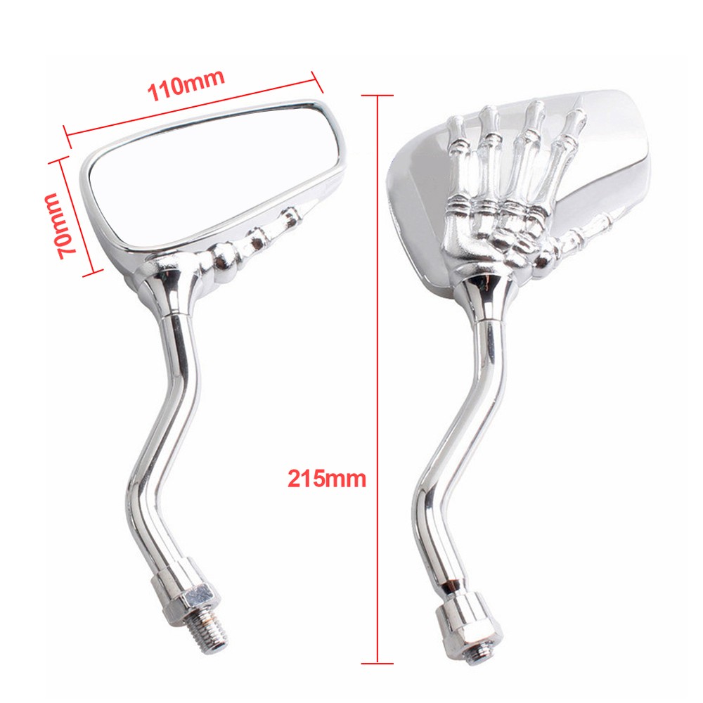 1 Pair of Motorcycle Bike Rearview Side Mirrors Skeleton Skull Hand Claw