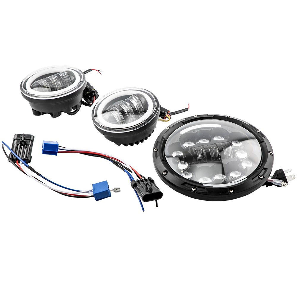 7 Inch 4.5 Inch 90W/40W Round LED Headlights Fog Light Hi & Lo Beam 12-24V DC