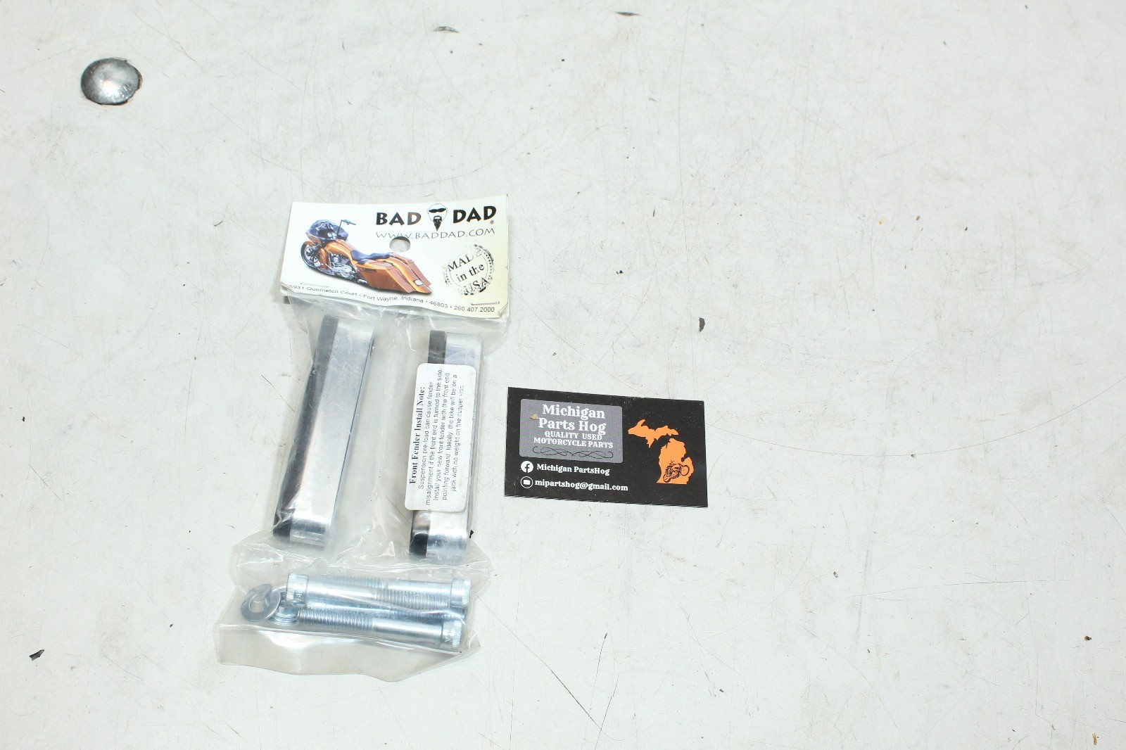 Bad Dad 14+ Harley Touring Chrome 5/8 Front End Fender Spacer Set Pair NOS
