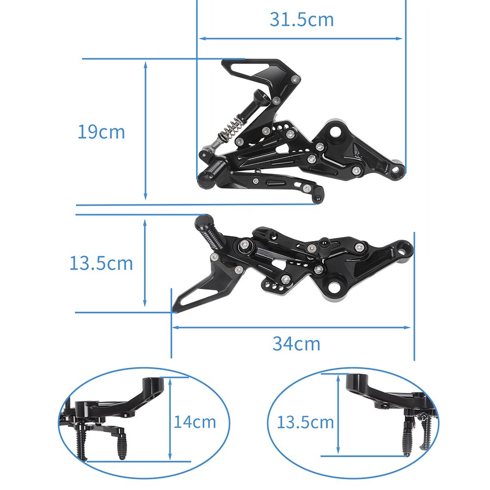For APPILIA RS660 Tuono 660 Billet Adjustable Rearset Modify Control Black