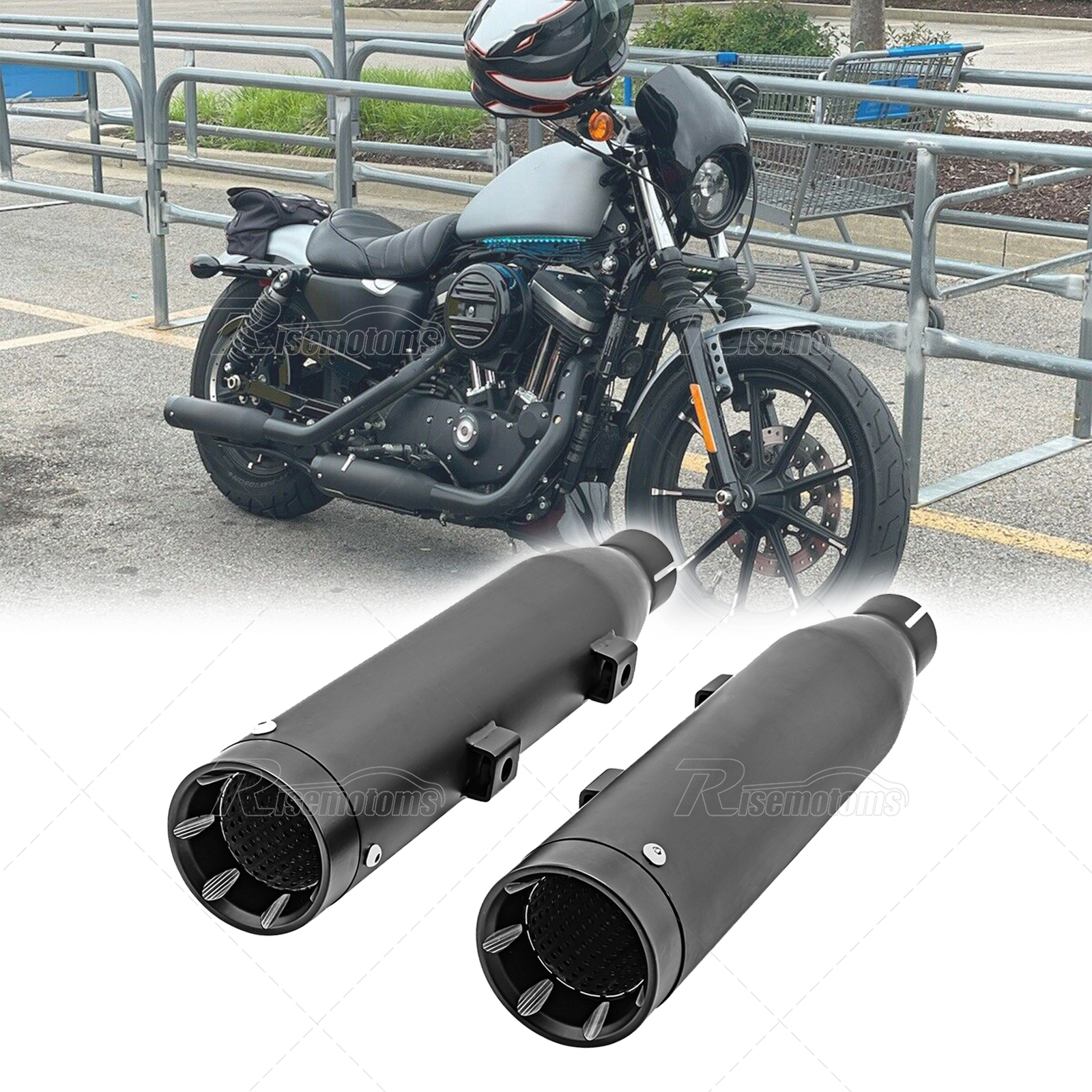3″ Slip-On Agreesive Muffler Exhaust For Harley Sportster XL Iron 883 1200 2014+