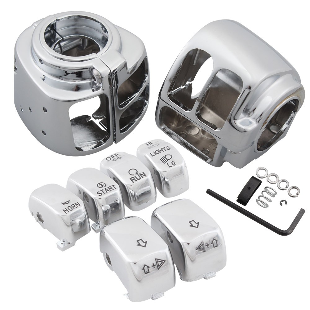 For Harley Softail Custom 96-10 Chrome Hand Control Switch Housing Button Caps