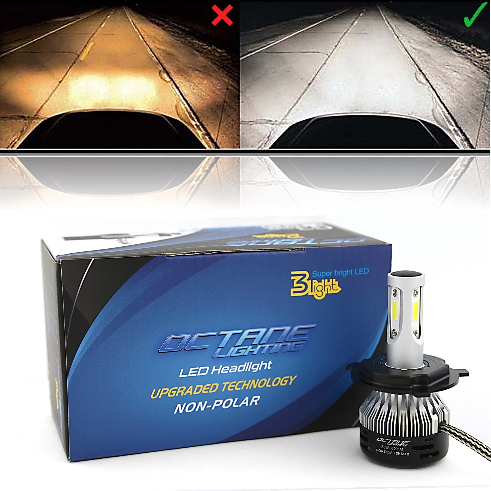 6V 6500k SMD 360° LED White Motorcycle 5.75″ H4 Headlight Hi/Low Light Bulb Each