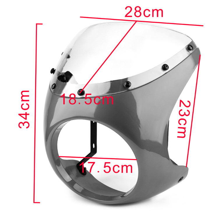 Matt Black 7” Headlight Cowl Windshield Fairing Windscreen Mask For Cafe Racer