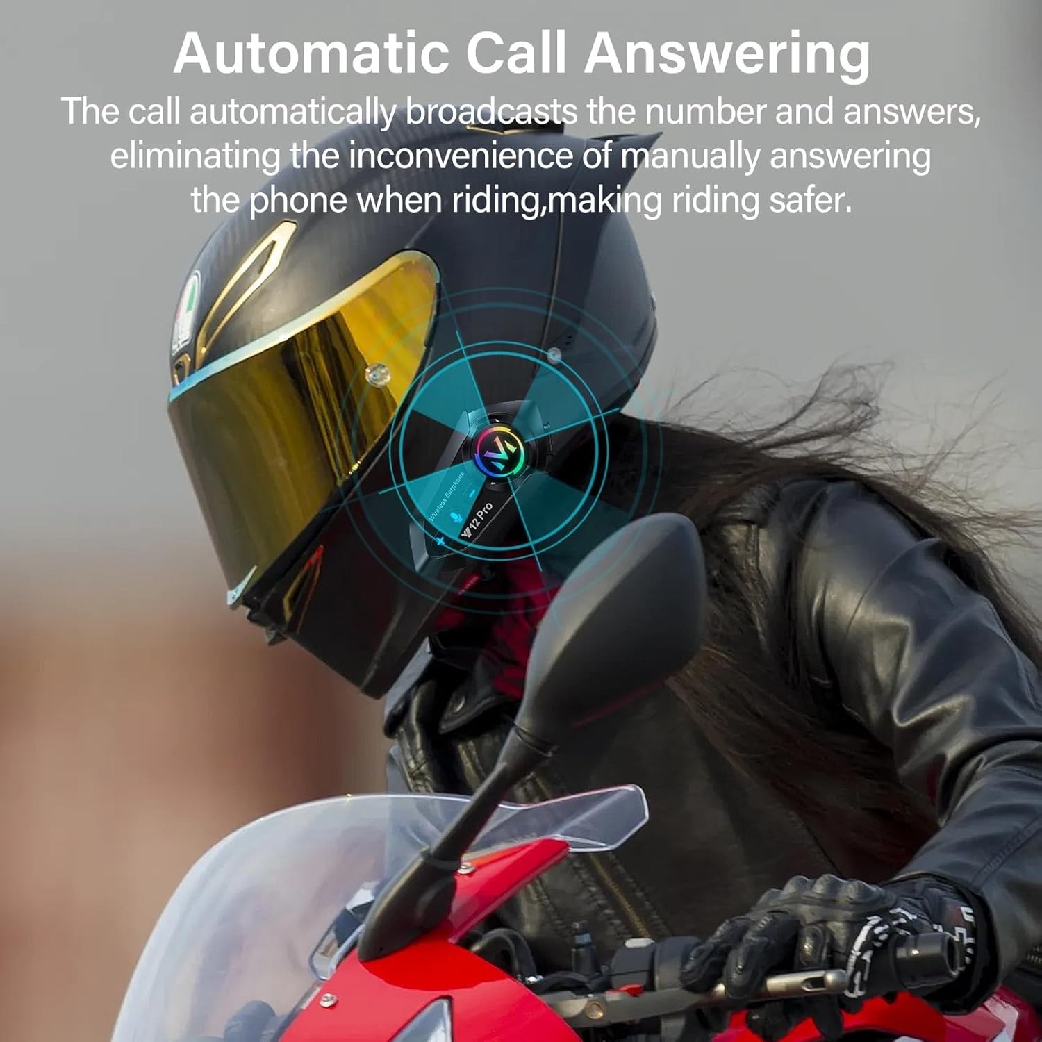 Motorcycle Helmet Bluetooth Headset 2 Way Intercom 550 Yards,HIFI Sound,Noise…