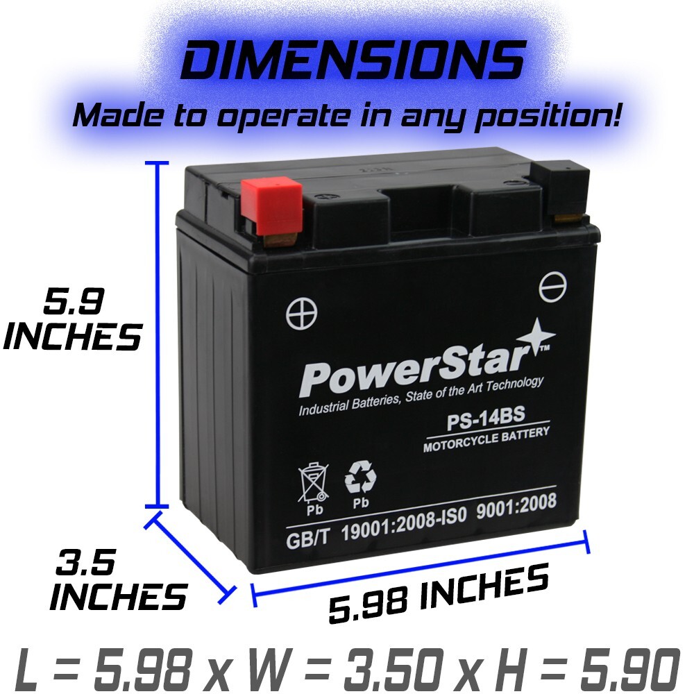 YTX14-BS Motorcycle Battery fits HONDA VT1100C2 Shadow Sabre 1100CC 00-’07