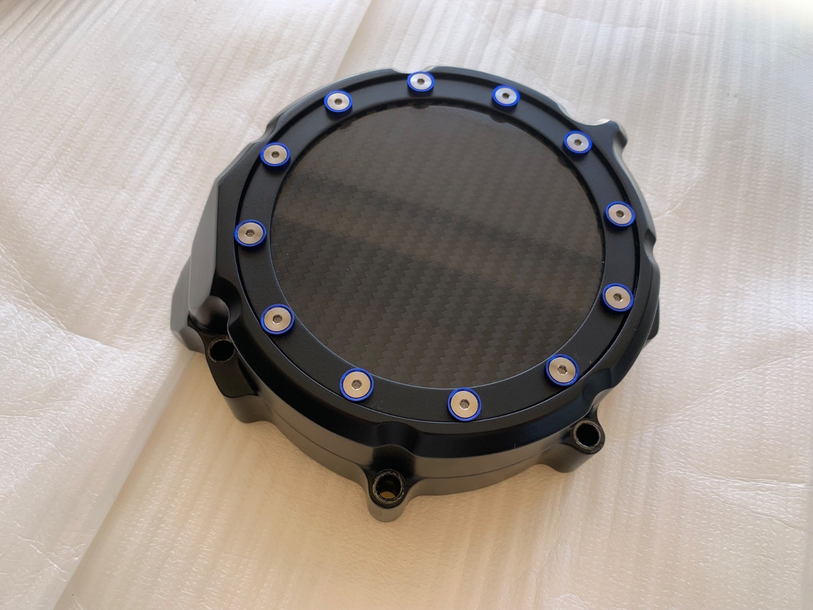 06-11 Kawasaki ZX14 Yana Shiki stator cover with real carbon fiber insert and Ti