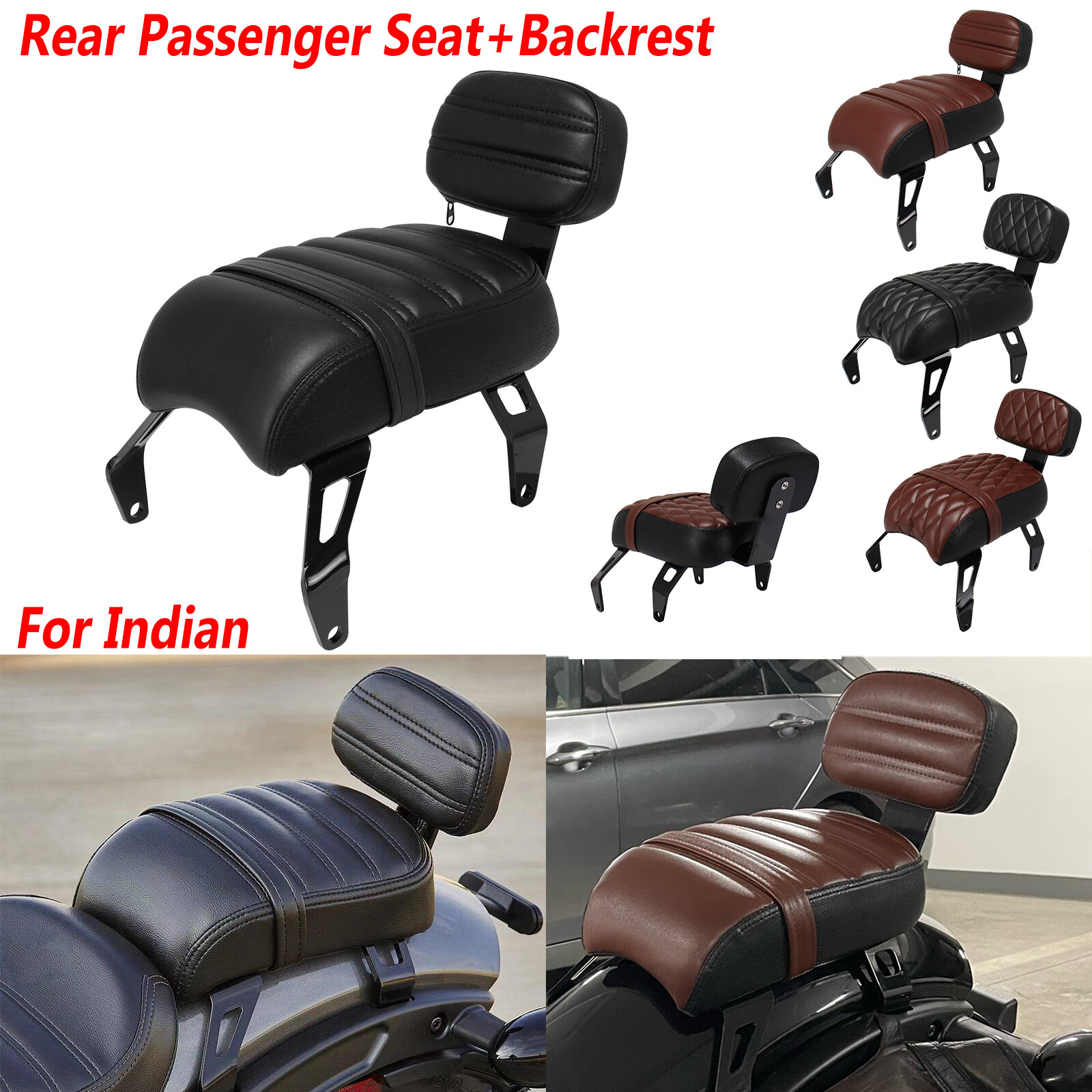 Rear Passenger Seat W/Backrest Pad For Indian Scout Bobber Sixty/Twenty Rogue