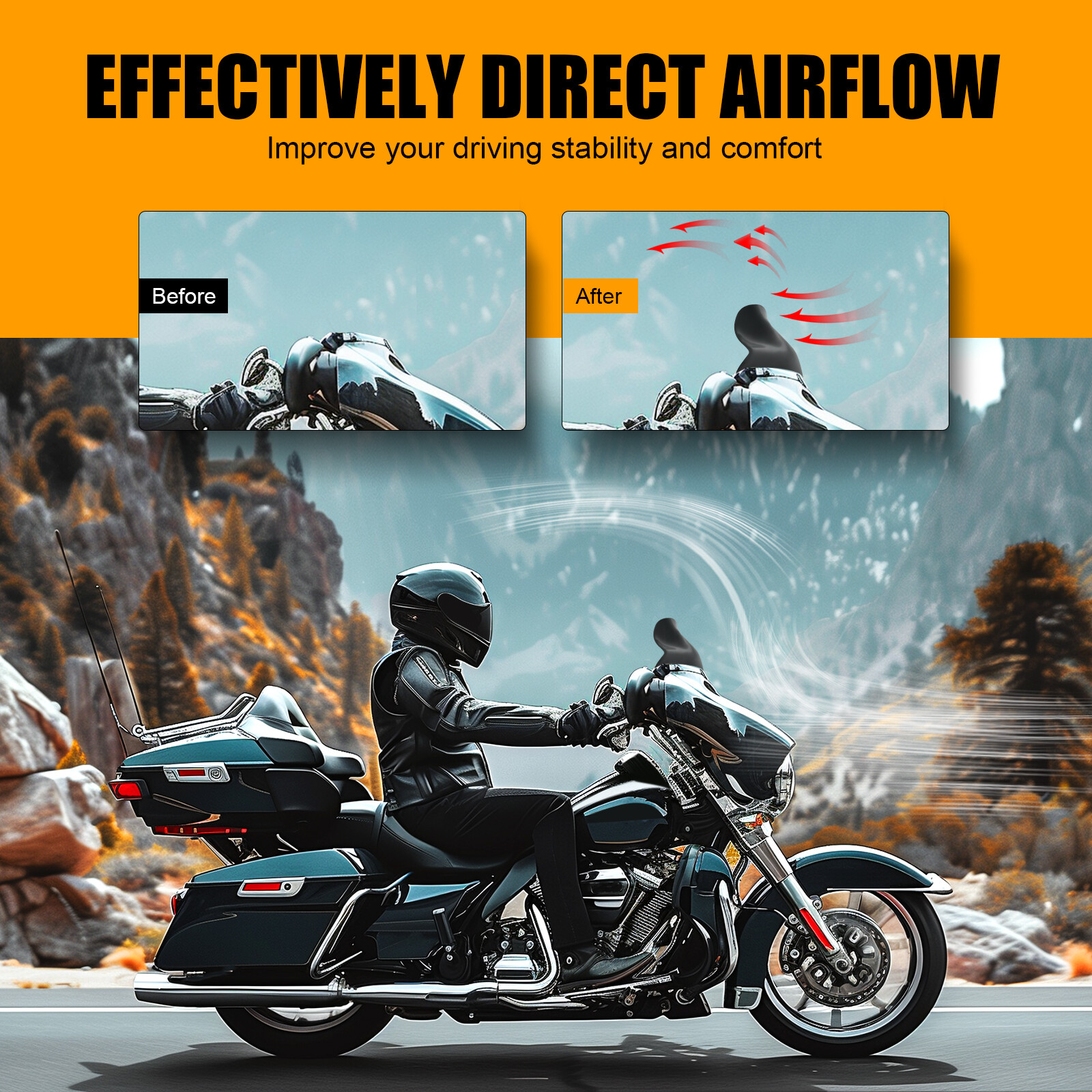 7″Glossy Black Windshield Windscreen For Harley Touring Electra Street Glide 14+