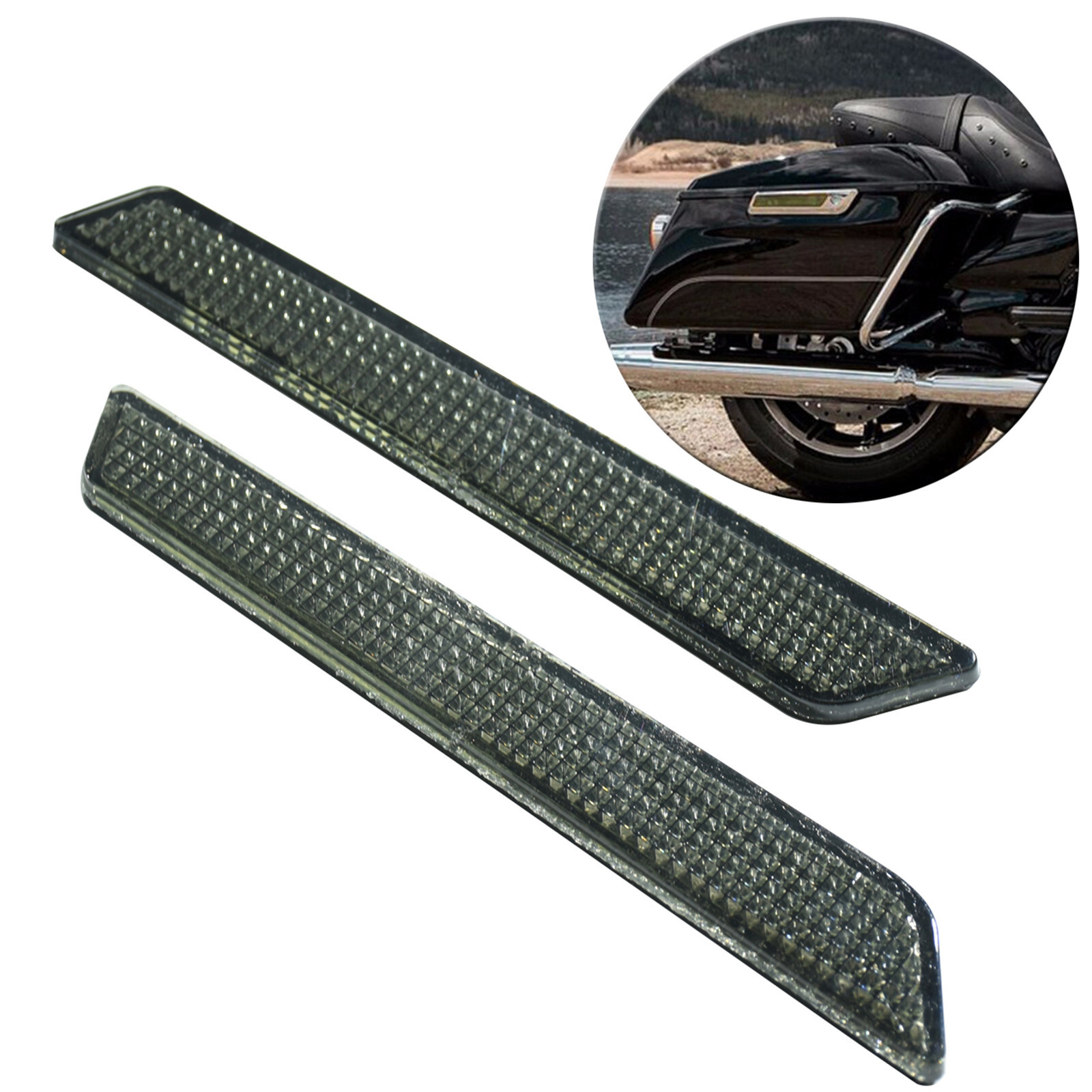 Saddlebag Reflectors Guard Latch Cover w/ Smoke Lens For Harley Touring 14-2023