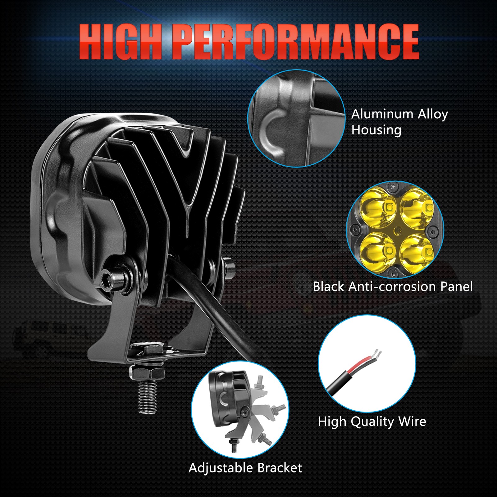 2x for Yamaha WR450F 3“ LED Spot Lights Long Range Amber Offroad Dirt Bike +Wire