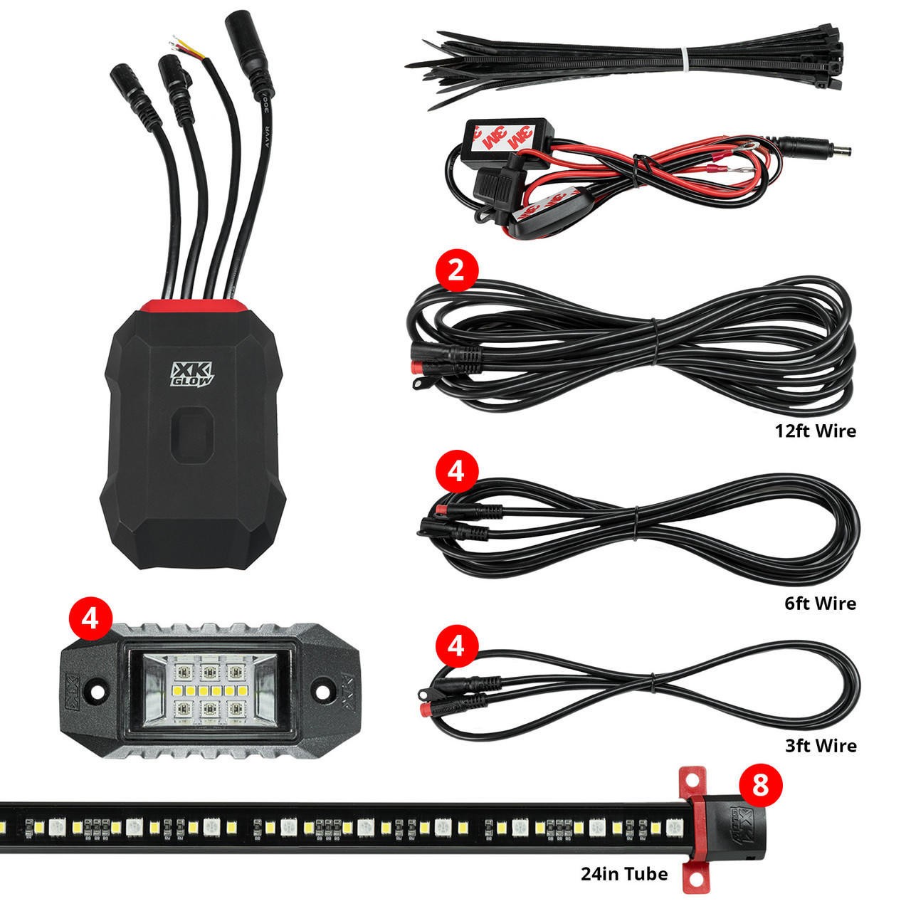 Xkglow AP-CAR-ADV XKAlpha 8PC RGBW Addressable LED Underglow Kit App Controlled