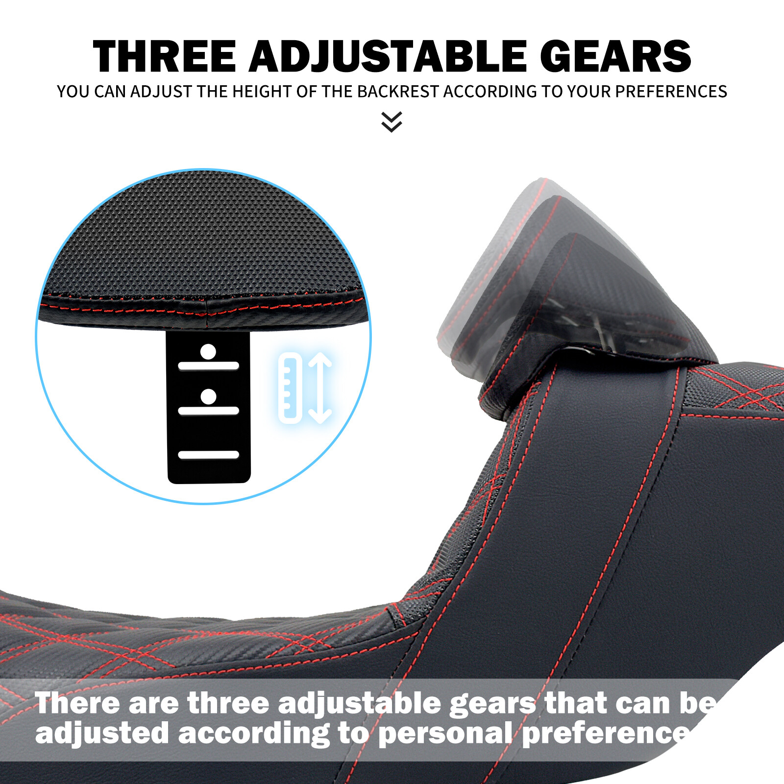 2 Up Seat w/ Driver Backrest Red Line For Harley Electra Road Street Glide 09-23