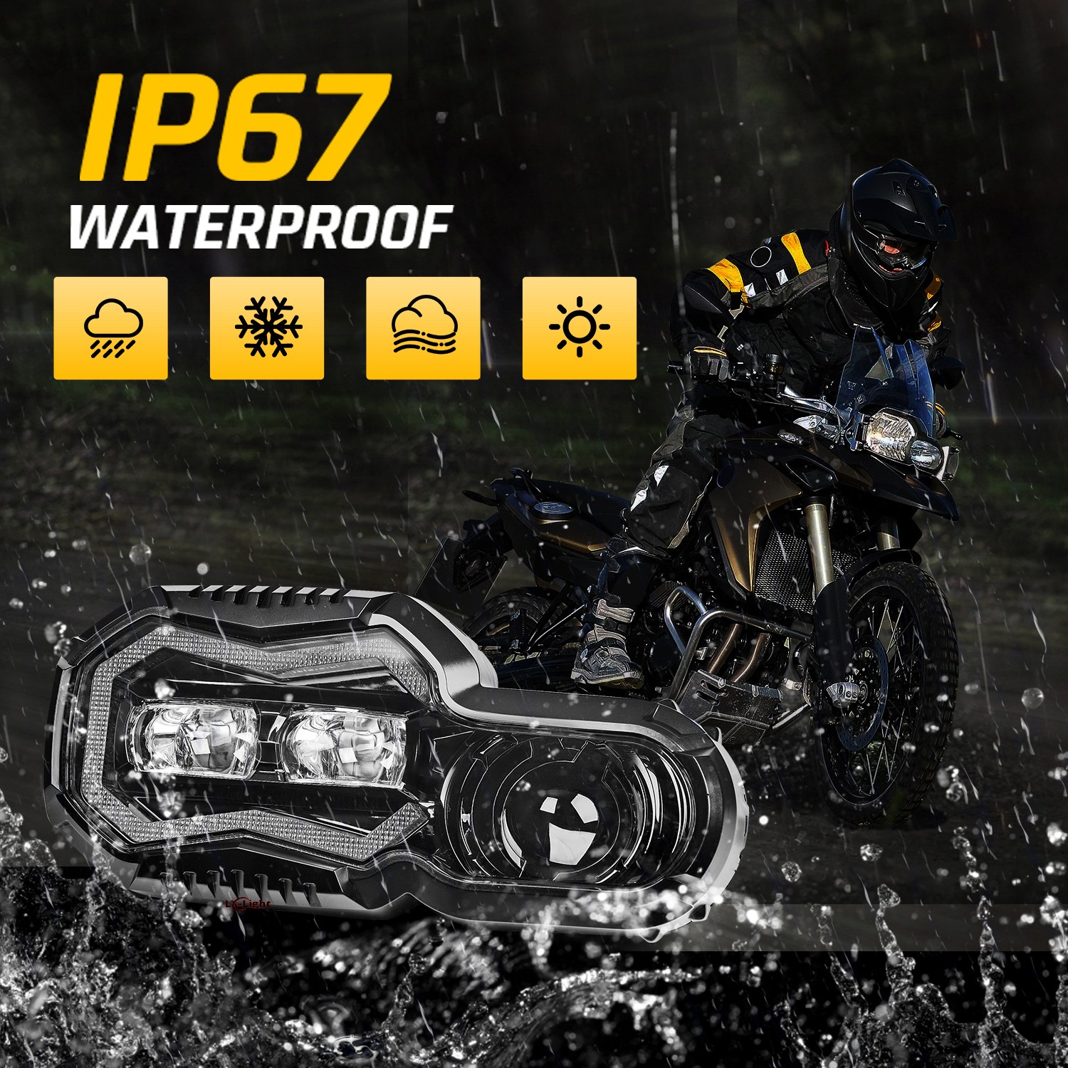 80W Halo LED Headlight Hi/Low Beam Sealed For BMW F800GS F650GS F700GS ADV F800R