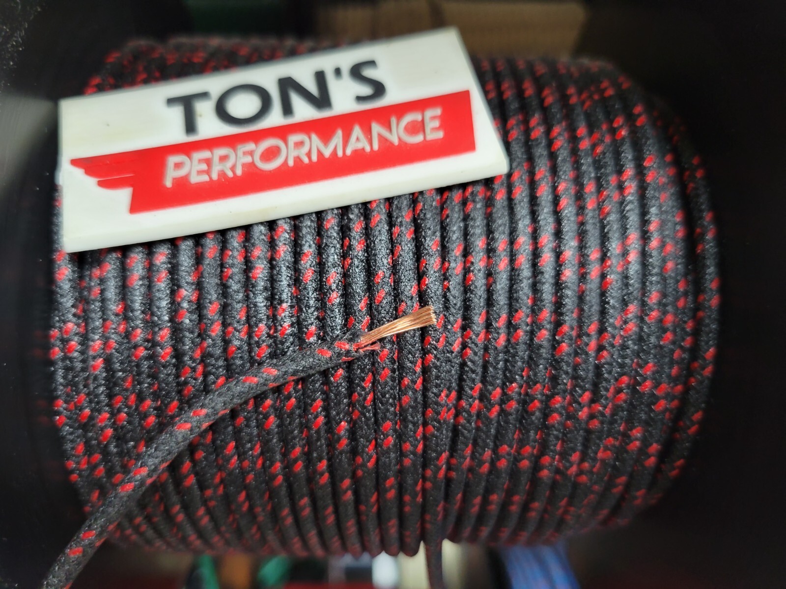 10 feet Vintage Braided Cloth Covered Primary Wire 18 ga gauge Black w/ Red