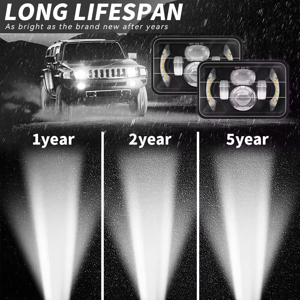 4×6″ LED Headlight Halo Projector Hi-Lo Sealed Beam For YAMAHA TW200 DT 125 RE