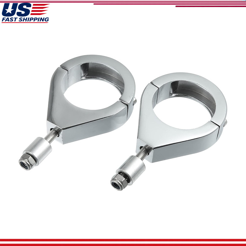 Universal Motorcycle Turn Indicator Light Fork Clamps Kit 41mm 1.6in Chrome