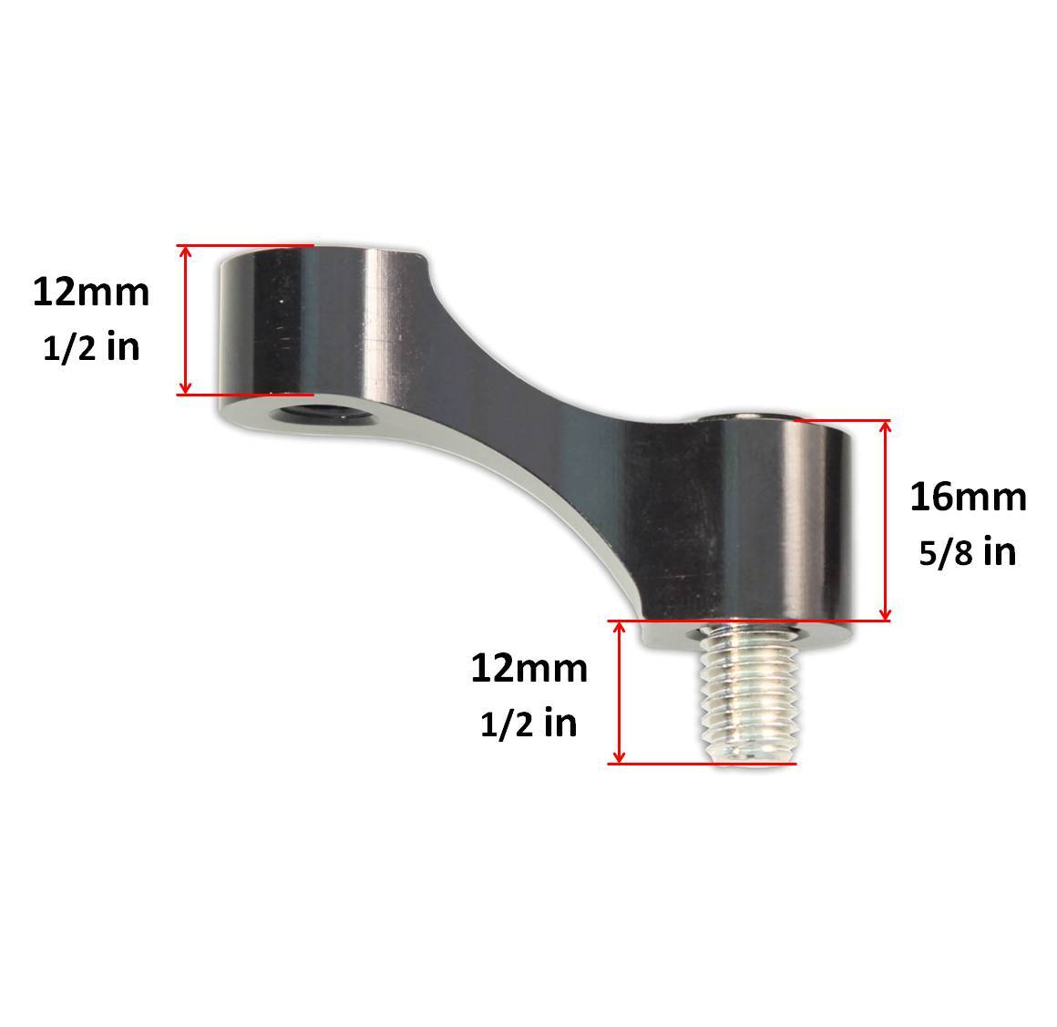 Right Hand Threaded Black Universal 8mm Mount 2x Mirror Riser Set Lift