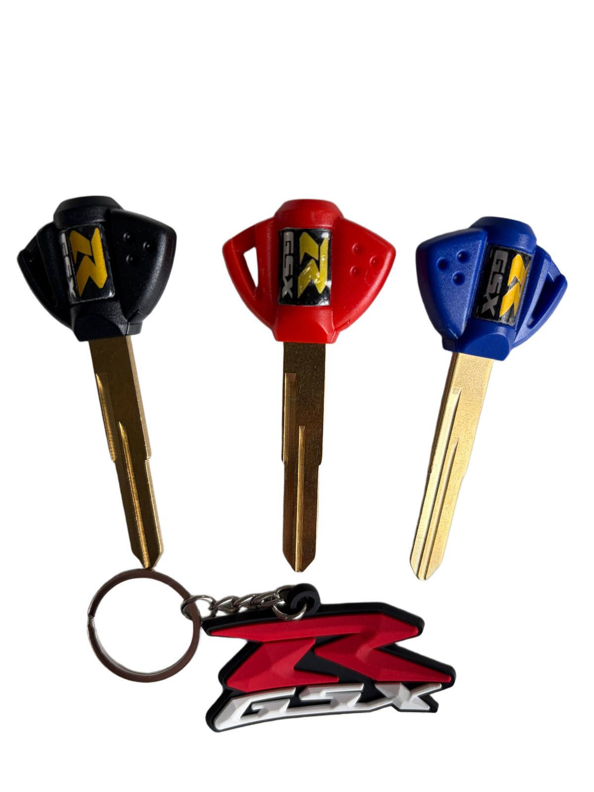 3 PCS Blank Uncut Blade Keys With Key Chian For GSXR600 GSXR750 GSXR1000
