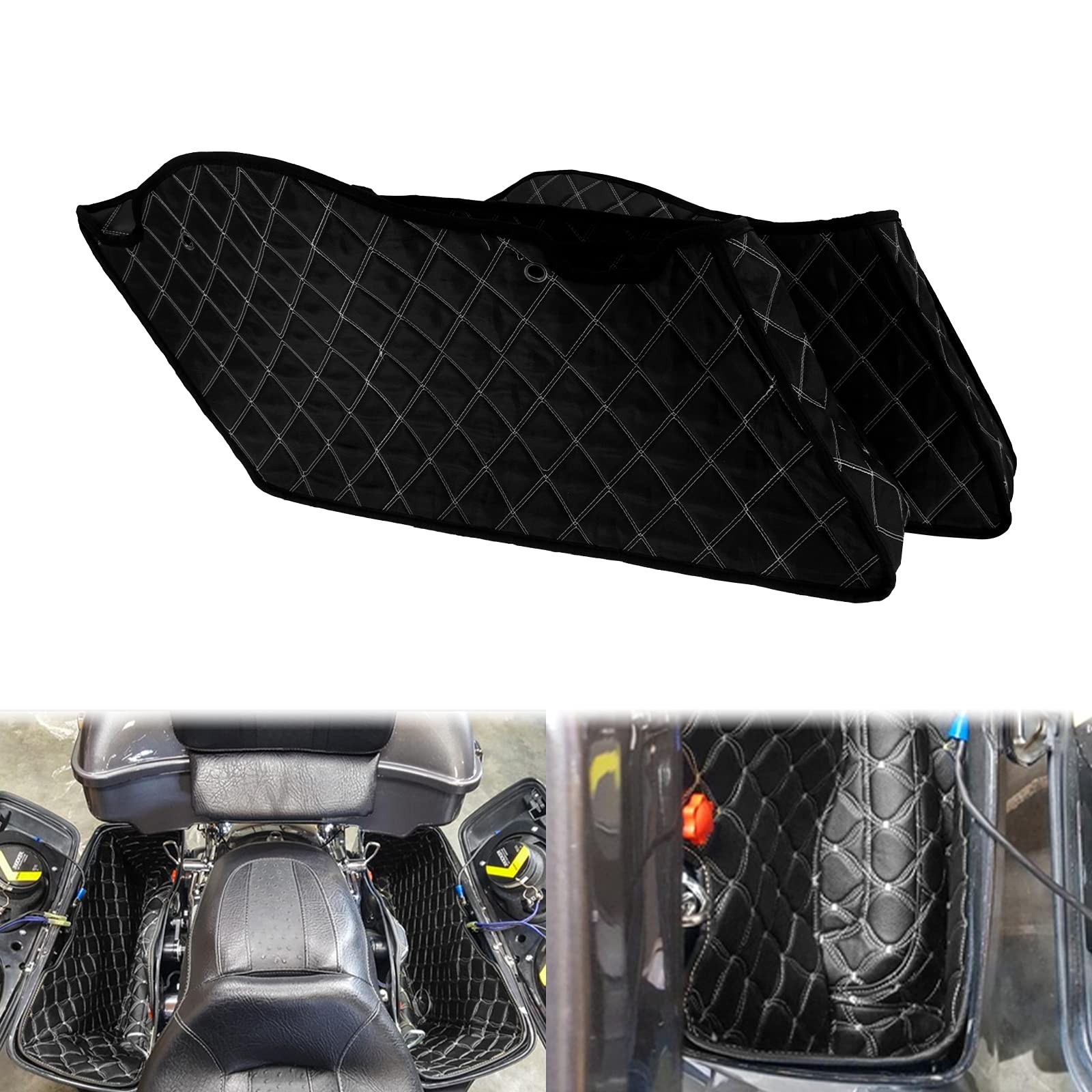 HDBUBALUS Non-Stretched Saddlebag Liners Non-Stretched, White Stitching