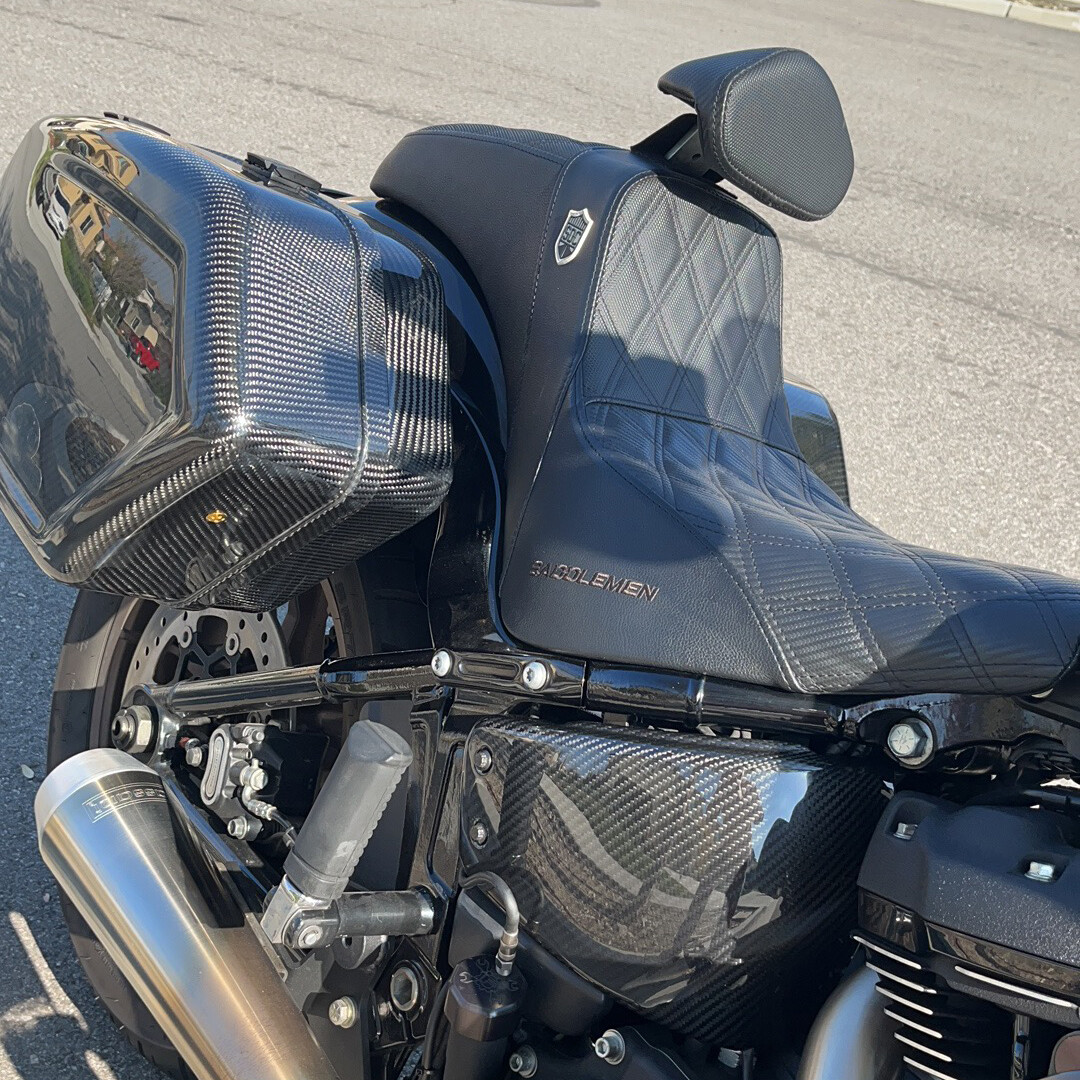 Black Carbon Fiber Saddlebags for Harley Street Bob Sport Glide FXLRS FLDE 18-24