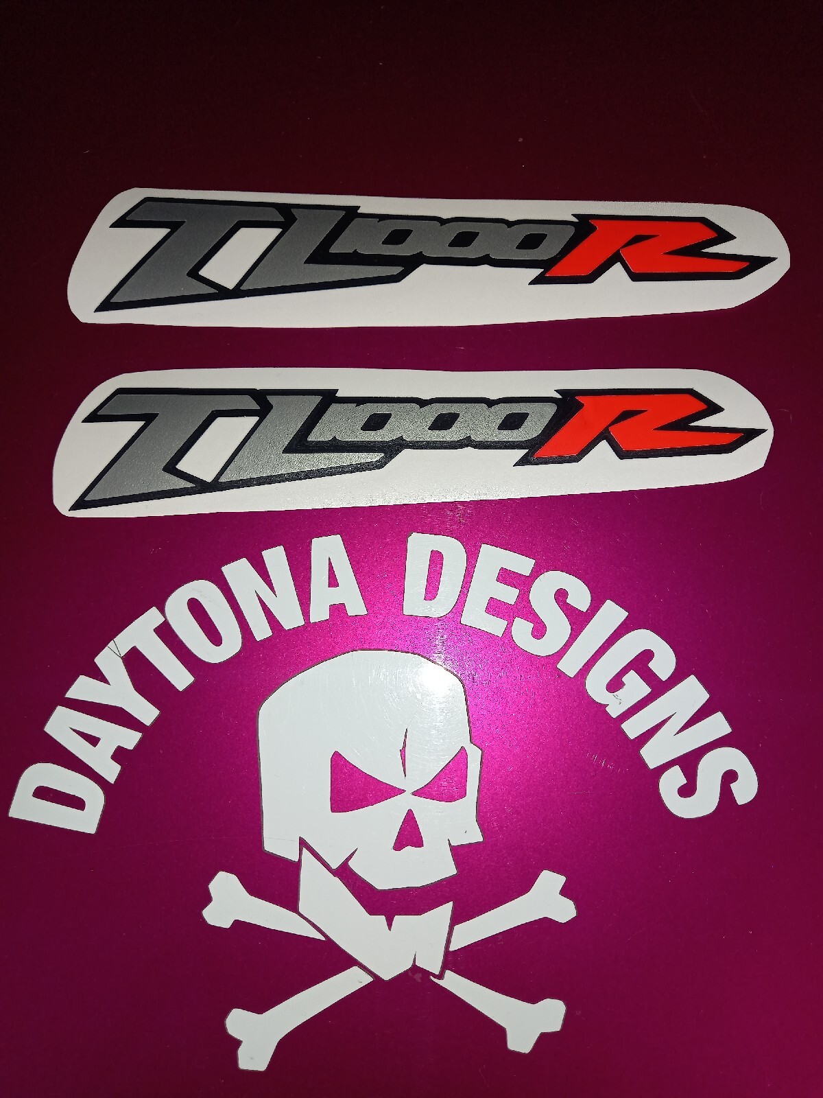 TL1000 R DAYGLOW RED BLACK SILVER CUSTOM PAIR GRAPHICS DECALS STICKERS