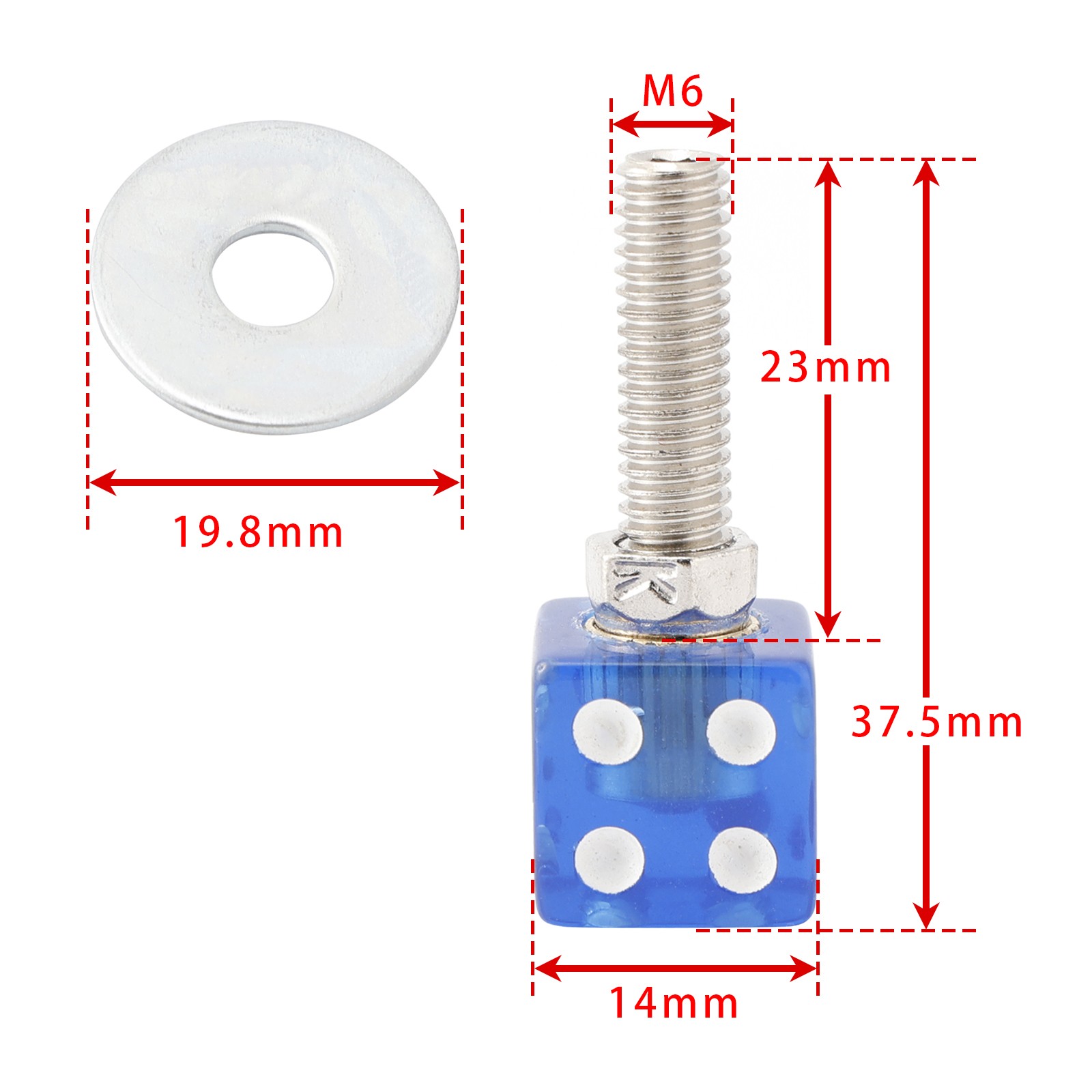 2x Motorcycle Bike Plastic Blue Dice License Plate Bolt On Screw On Frame Nut