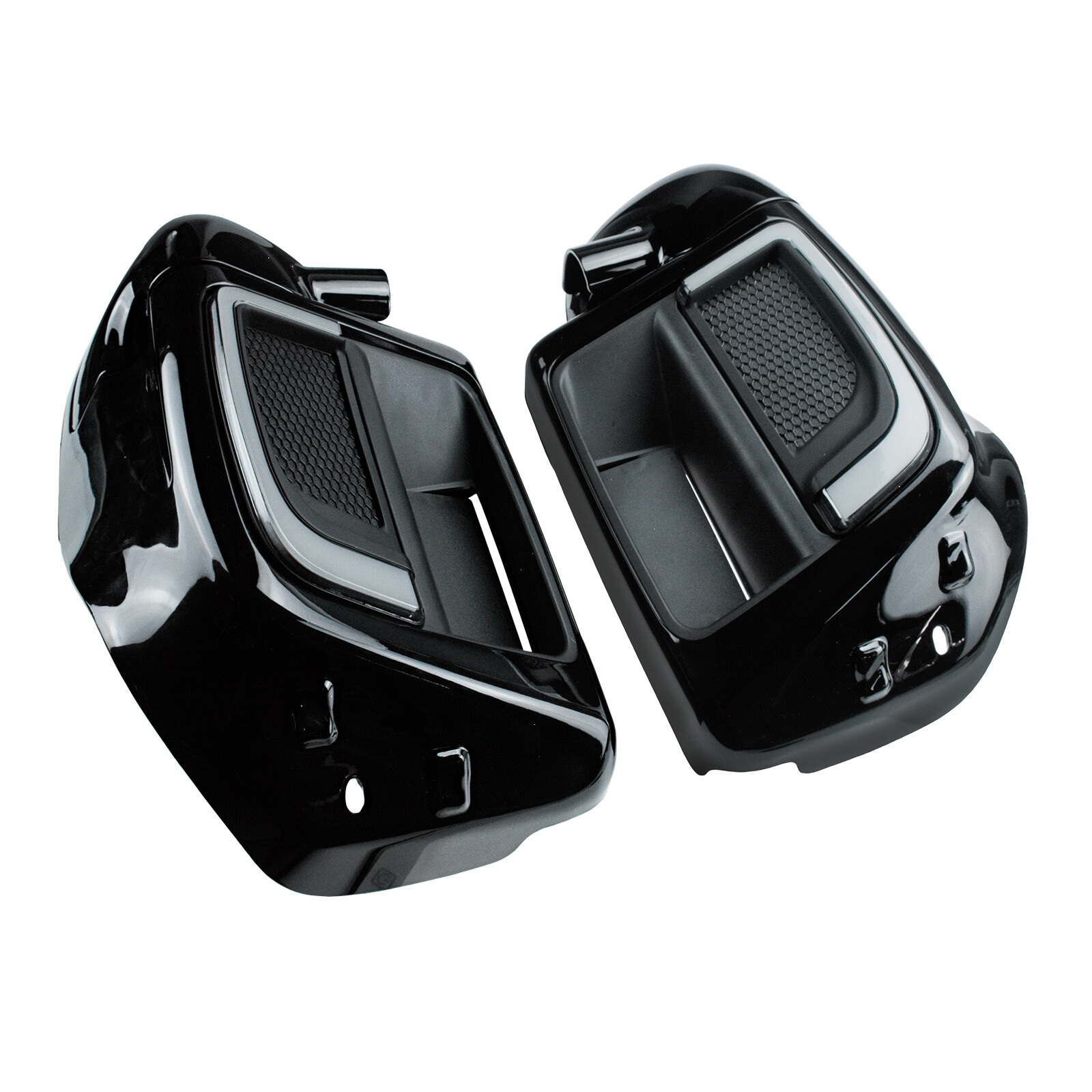 Lower Vented Leg Fairing Grille LED Light For Harley Road Street Glide 2014-2024