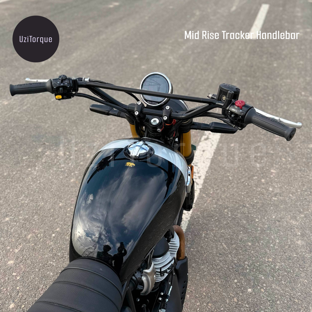 Mid Rise Tracker Handlebar Fit For RE Bear 650 (With Extended Cables) (Black)