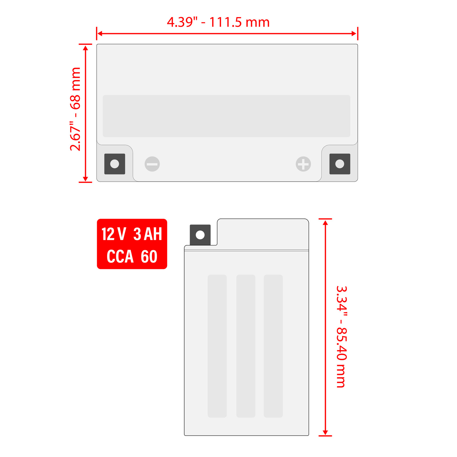 Caltric FTH4L-BS YTX4L-BS ETX4L-BS GT4L AGM Battery for Kawasaki 12V 3 Ah CCA60