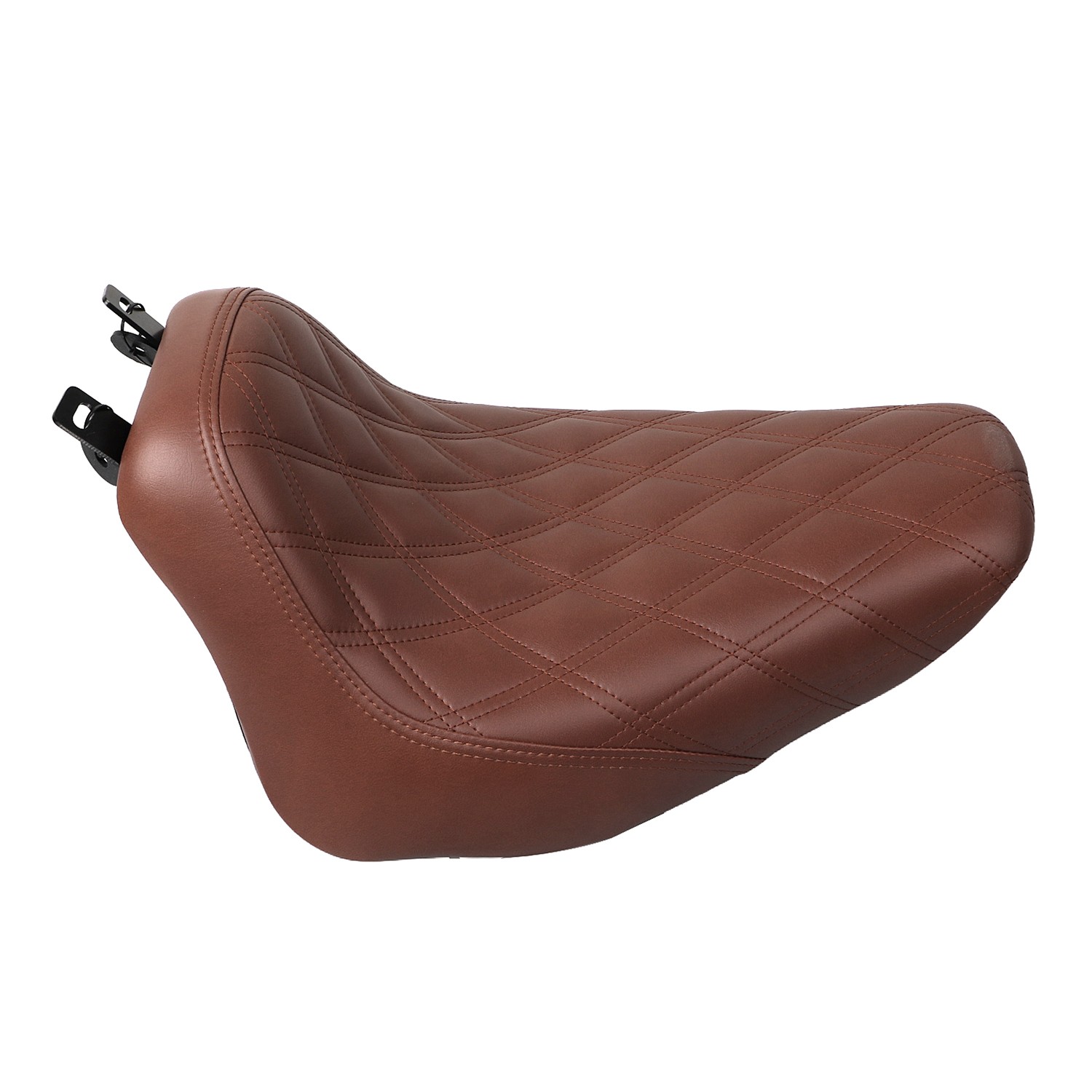 Diamond Brown Synthetic Leather + Ultra-Foam Solo Driver Seat For Harley Softail