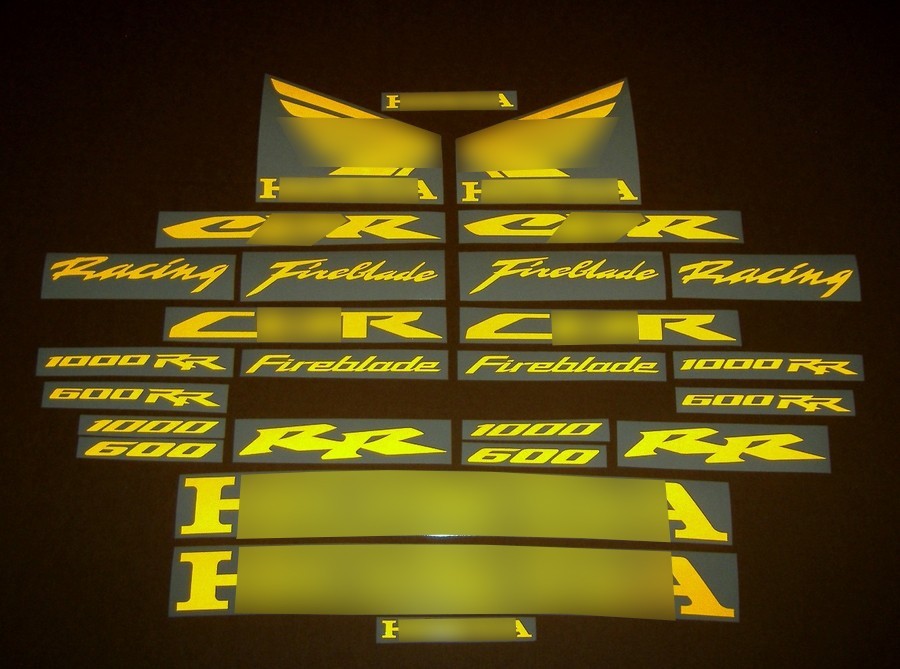 Stickers for CBR 600RR 1000RR custom yellow light reflective graphics set giallo