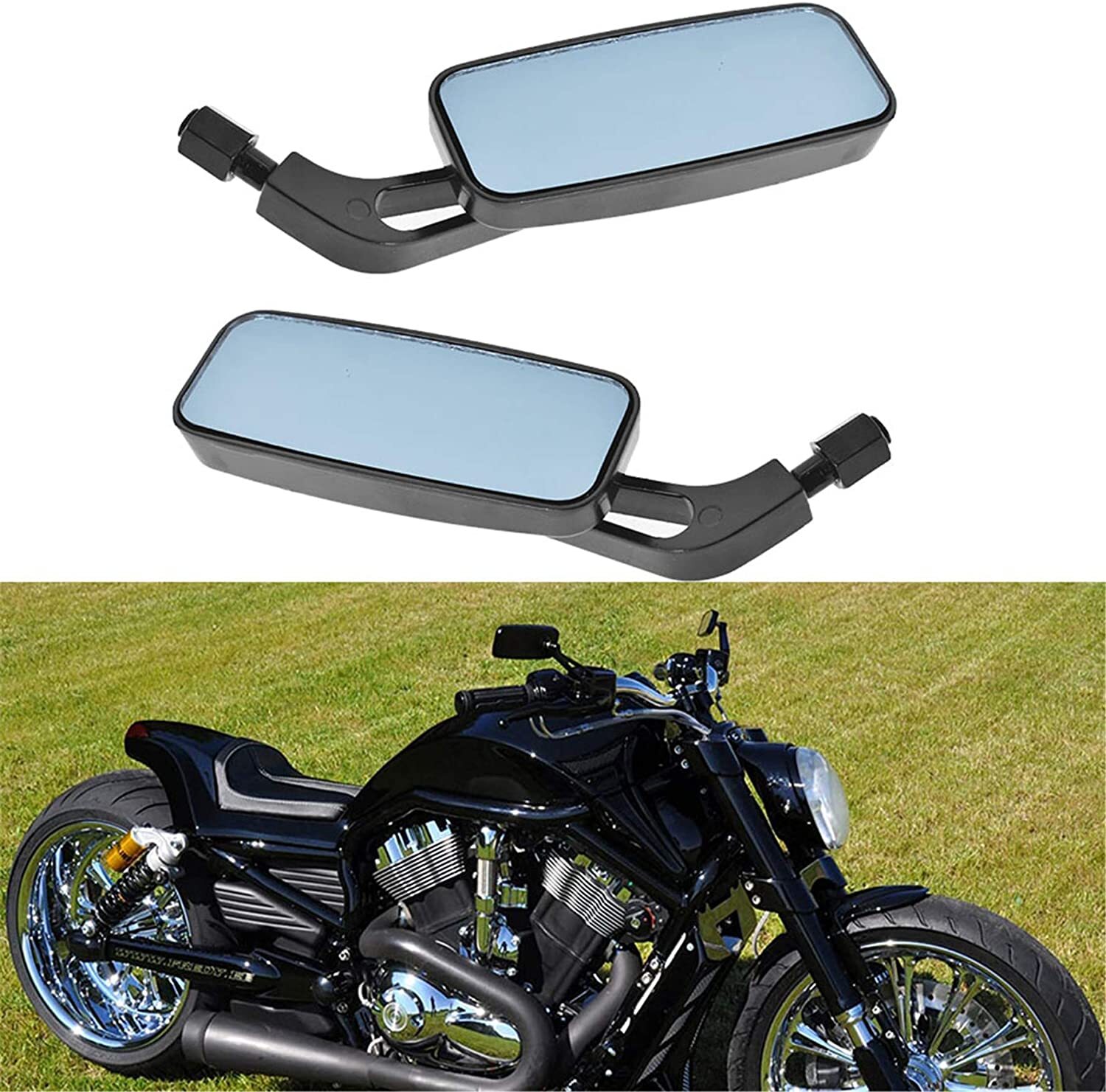 For Kawasaki Vulcan VN 500 750 800 900 1500 Black Rectangle Motorcycle Mirrors