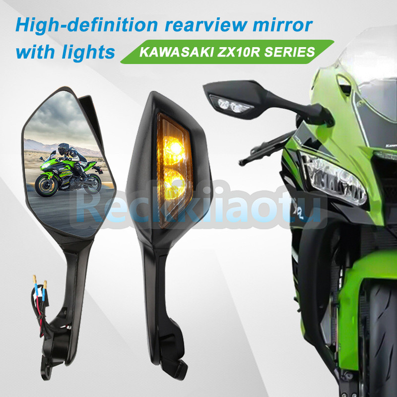 1 Pair Mirror with Turn Signals For Kawasaki Ninja ZX6R ZX636 2009-2023