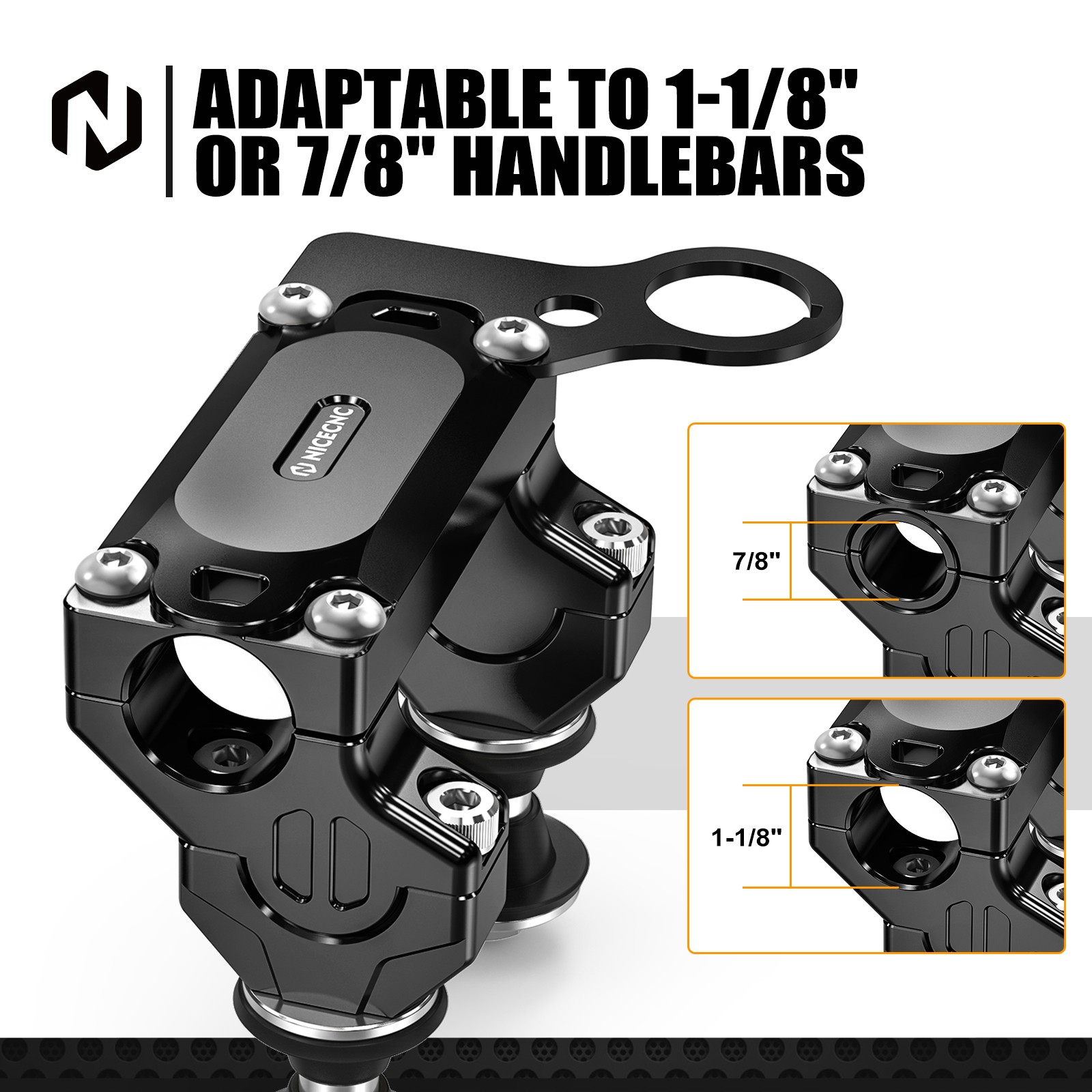 NICECNC HandleBar Riser Mount Clamp Kit For Suzuki DRZ400SM 2005-2023 2024 Black