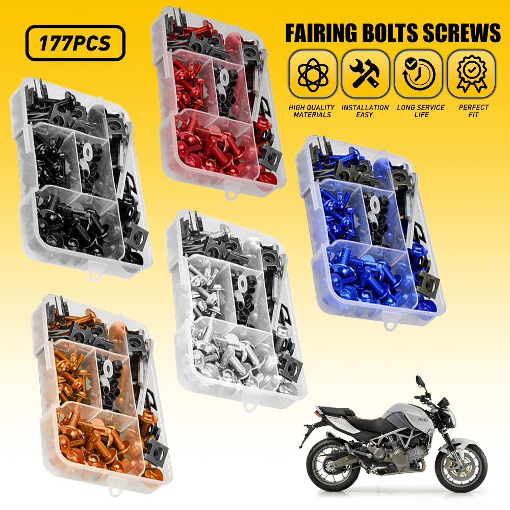 177/195PCS Motorcycle Complete Bolts Fairing Bodywork Screws Set Nuts M5 M6