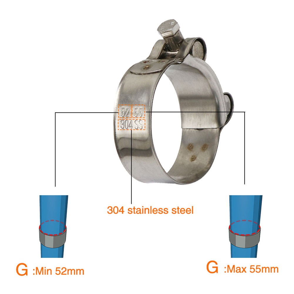 Motorcycle Exhaust Pipe Clamp 40mm-43mm Stainless Steel Muffler Fixed Caliper US