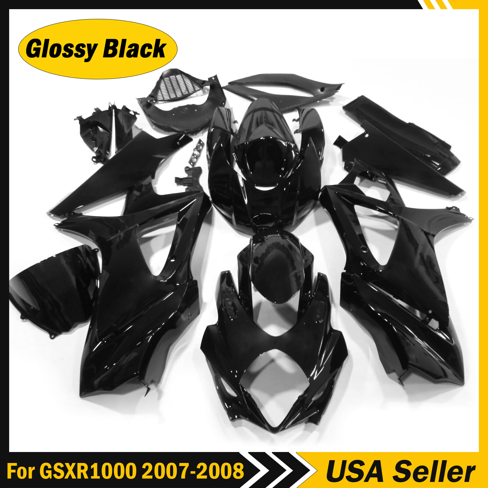 K7 Glossy Black ABS Fairing Kit For Suzuki GSXR1000 2007 2008 Injection BodyWork