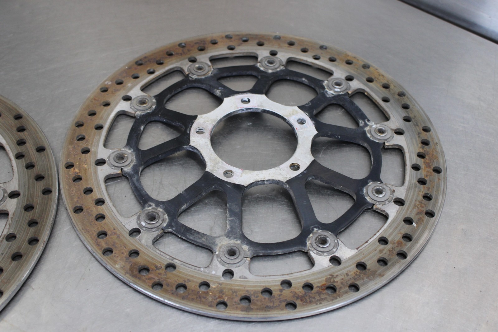 11-13 DUCATI 848 EVO FRONT LEFT RIGHT BRAKE ROTORS DISCS RUST
