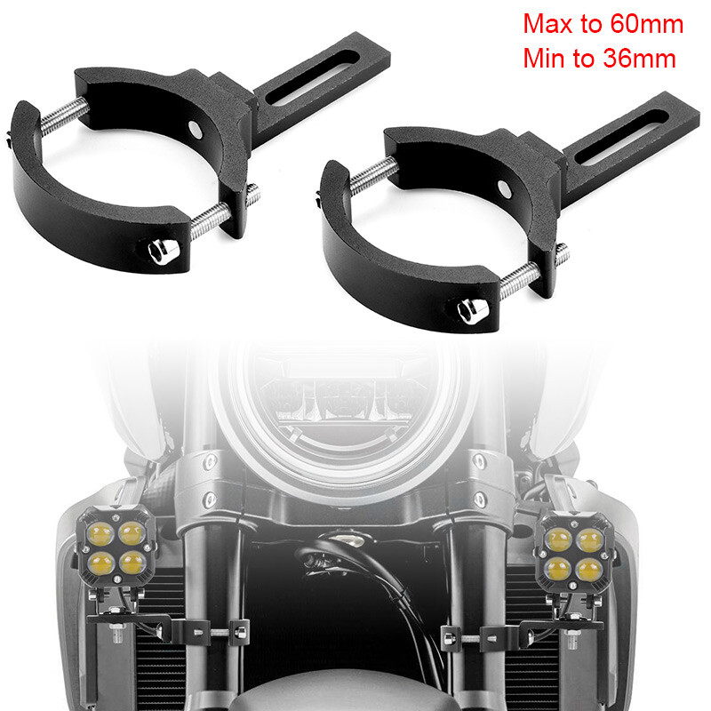 2X 36-60mm Motorcycle Fork Headlight Mount Bracket Clamp Holder Fog Spot Light